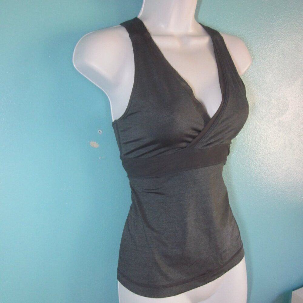 Lululemon Womens Deep V Athletic Tank in Gray About Size S Shelf Bra